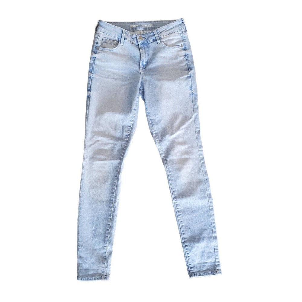 Old Navy Jeans 2 Womens Rockstar Mid Rise Skinny Leg Light Wash Blue Causal